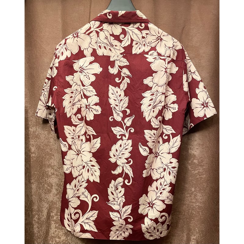 MADE IN HAWAII製 ROYAL CREATIONS 半袖アロハシャツ エンジ×ベー