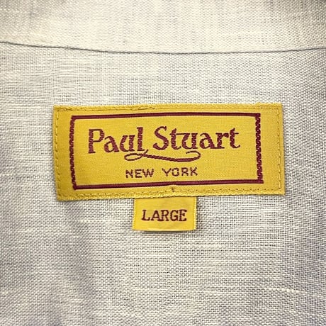 MADE IN JAPAN製 Paul Stuart 半袖リネンスキッパーシャツ サックス Lサイズ