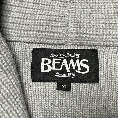 BEAMS ショールカラーウールカーディガン ライトグレー Mサイズ