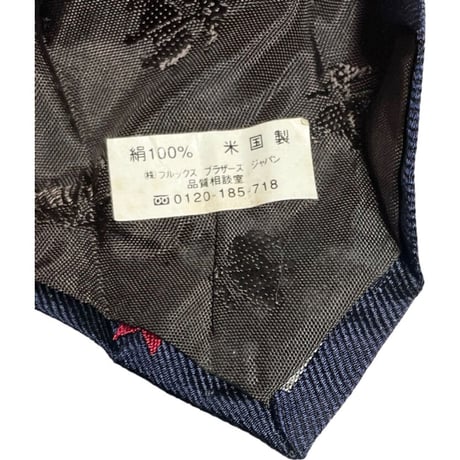 MADE IN USA製 BROOKS BASICS レジメンタルストライプフラッグ柄シルクネクタイ ネイビー