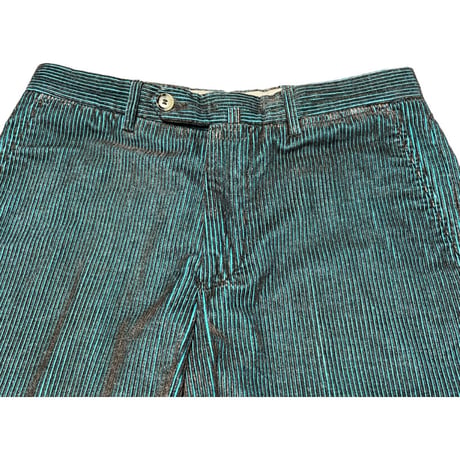 MADE IN ITALY製 OLD ENGLAND コーデュロイパンツ ブラウン×ターコイズブルー 46サイズ