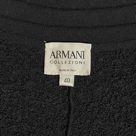 MADE IN ITALY製 ARMANI COLLEZIONI パイルニットウールジャケット ブラック 40サイズ
