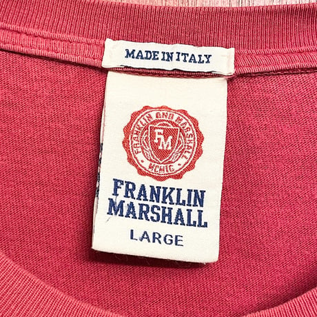 MADE IN ITALY製 FRANKLIN MARSHALL 長袖プリントTシャツ レッド Lサイズ