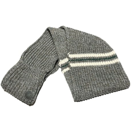 ▲訳あり商品▲ MADE IN ENGLAND製 HUNTING WORLD ブリティッシュウール帽子マフラー手袋セット グレー×グリーン