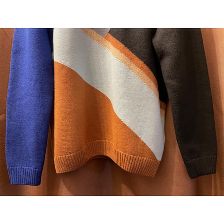 【ベイクルーズ取り扱い】MADE IN FRANCE製 PIC DE NORE クルーネックメリノウールセーター マルチカラー Lサイズ