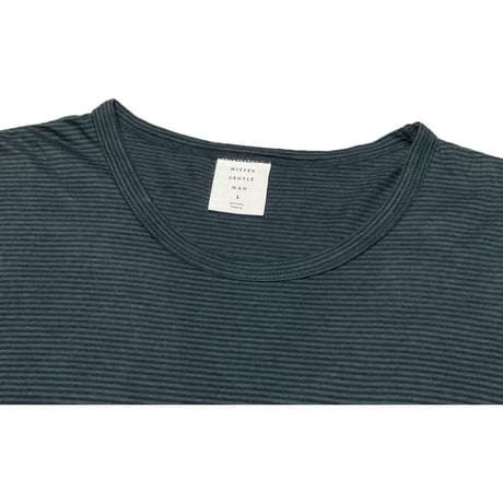 MADE IN JAPAN製 MISTERGENTLEMAN ポケット付き半袖ボーダーTシャツ フォレストグリーン Lサイズ