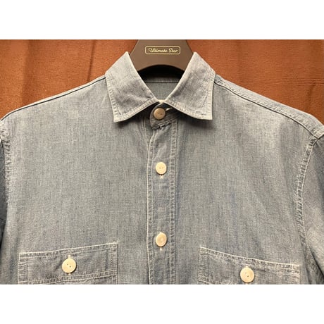 【UNITED ARROWS取り扱い】MADE IN ITALY製 Salvatore Piccolo 長袖コットンリネンシャンブレーシャツ ライトインディゴ Sサイズ