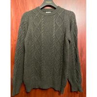 MADE IN SCOTLAND製 WILLIAM LOCKIE ケーブルニット クルーネックウールセーター ブラウン 40サイズ