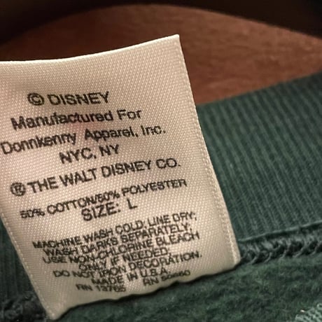 MADE IN USA製 MICKEY & CO. MICKEY 刺繡入りスエットトレーナー ダークグリーン Lサイズ