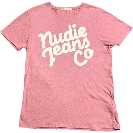 nudie jeans オーガニックコットンプリントTシャツ ピンク Sサイズ