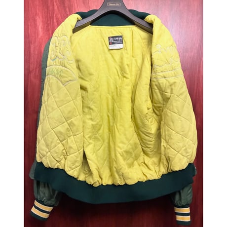 MADE IN USA製 80s BUTWIN ナイロンスタジアムジャケット グリーン Lサイズ