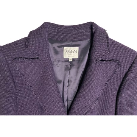 MADE IN ITALY製 ARMANI COLLEZIONI ヴァージンウールシルクテーラードジャケット パープル 40サイズ