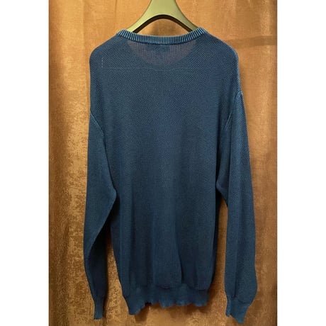 MADE IN ITALY製 LES COPAINS SPORT クルーネックコットンニットセーター ネイビー 48サイズ