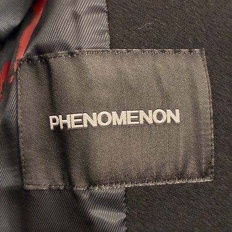 激レア MADE IN JAPAN製 PHENOMENON 2010年AWモデル 甲冑デザイン カウレザーコンビ メルトンウールテーラードジャケット 取り外しフード付き ブラック 38/Mサイズ