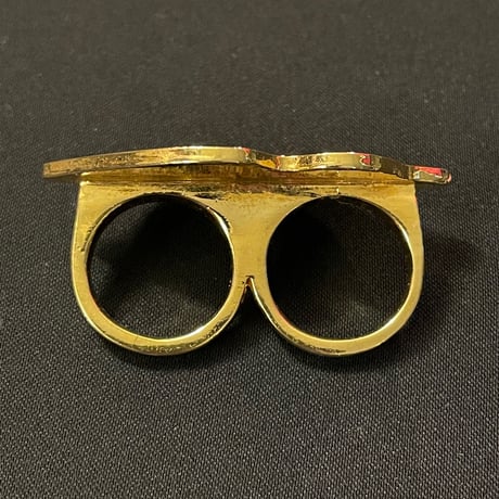 nana-nana 唇デザイン 2連リング イエロー×ゴールド 14、15号サイズ