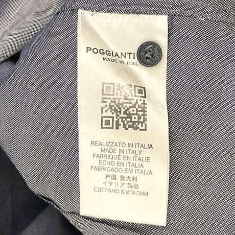【BARNEYS NEWYORK 取り扱い】 MADE IN ITALY製 POGGIANTI 1958 カモフラ柄 長袖シャツ ネイビー 38-15サイズ