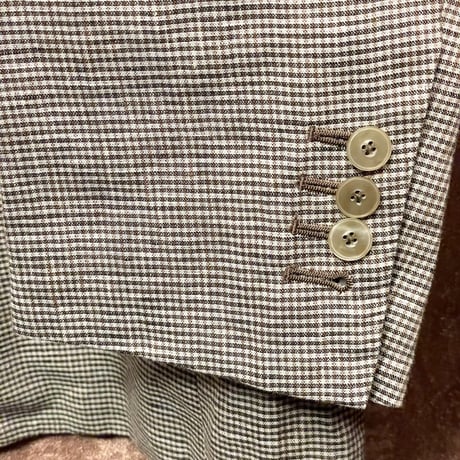 ☆タグ付き新古品☆ CHRISTIAN ORANI Irish Linen ギンガムチェック柄 リネンテーラードジャケット ブラウン AB5サイズ