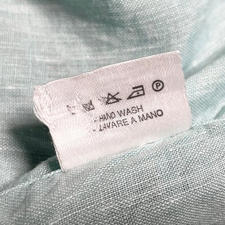 MADE IN ITALY製 BEAMS F 長袖ボタンダウンリネンシャツ ミントグリーン Mサイズ