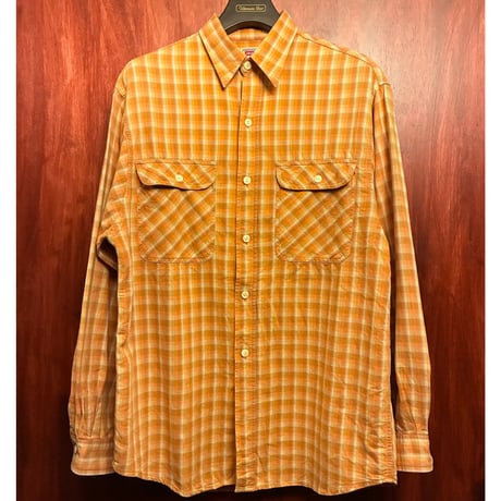 MADE IN PORTUGAL製 90s Levi's AMERICA'S ORIGINAL チェック柄 長袖シャツ オレンジ Mサイズ