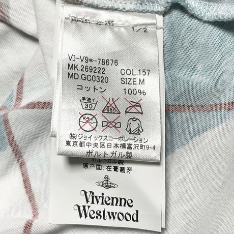 MADE IN PORTUGAL製 Vivienne Westwood MAN アーガイル柄半袖Tシャツ ホワイト Mサイズ