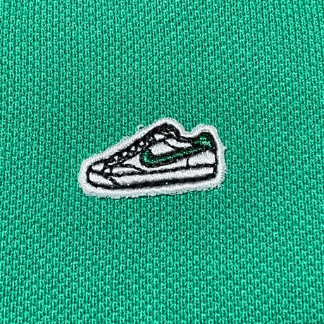 NIKE スニーカーロゴ半袖鹿の子ポロシャツ グリーン Mサイズ