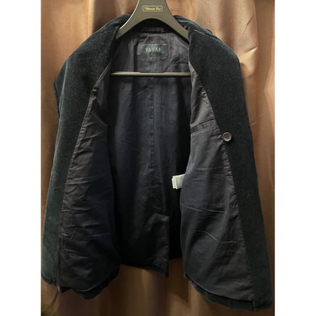 MADE IN ITALY製 GUCCI ベルベットPコート ブラック 48サイズ