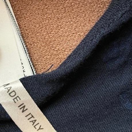 MADE IN ITALY製 John Galliano BEACHWEAR 総柄クルーネックTシャツ ネイビー Sサイズ