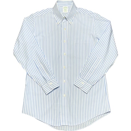 BROOKS BROTHERS スーピマコットンボタンダウン長袖シャツ サックスストライプ 15-31サイズ ノンアイロン加工