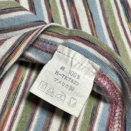 MADE IN USA製 Lahaina 半袖ボーダーTシャツ マルチカラー Mサイズ