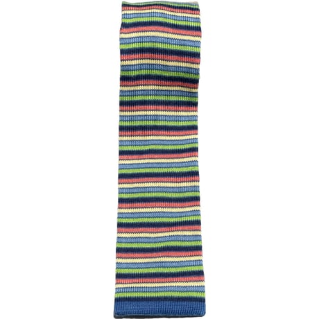 希少 MADE IN ITALY製 SEA ISLAND COTTON ボーダー柄 ニットネクタイ マルチカラー