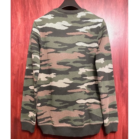 MADE IN ROMANIA製 RIVER ISLAND クルーネックコットンアクリルセーター 迷彩 XSサイズ