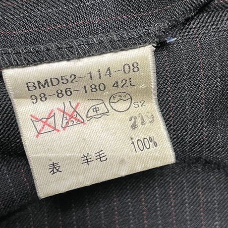 ▲訳あり商品▲ MADE IN JAPAN製 BURBERRY BLACK LABEL 3ピースストライプスーツ チャコールグレー 42L