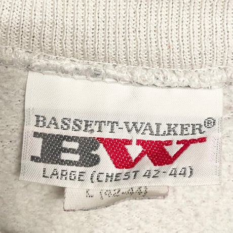 MADE IN USA製 80～90s BASSETT WALKER プリントスウェットトレーナー アイボリー Lサイズ