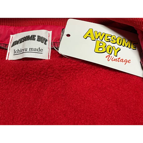 Awesome Boy × ichiryu made REMAKE FLEECE STADIUM JACKET レッド Lサイズ
