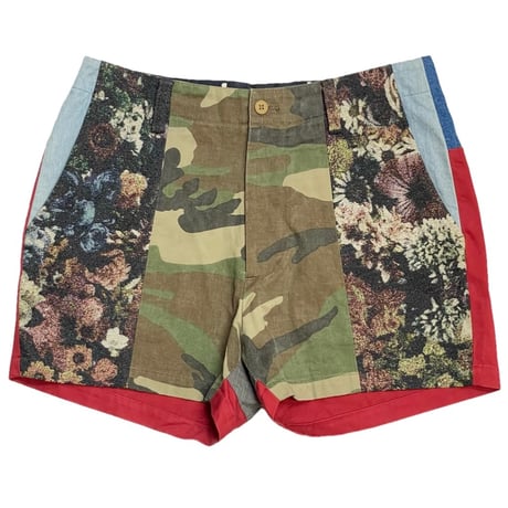 MADE IN JAPAN製 PHENOMENON 2013年SSモデル 異素材切り替え総柄ハーフパンツ マルチカラー W32/Lサイズ