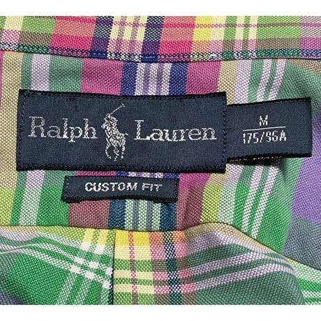 Ralph Lauren 長袖ボタンダウンチェックシャツ パープル×マルチカラー Mサイズ