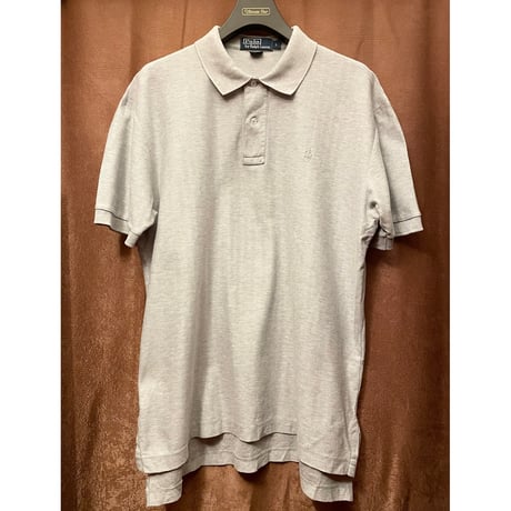 Polo by Ralph Lauren シャドーヘリンボーン柄半袖鹿の子ピマコットンポロシャツ グレー Lサイズ