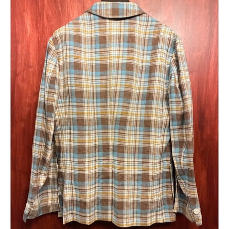 【UNITED ARROWS 取り扱い】 MADE IN ITALY製 GUY ROVER PER UNITED ARROWS チェック柄 リネン100％ テーラードジャケット マルチカラー Sサイズ