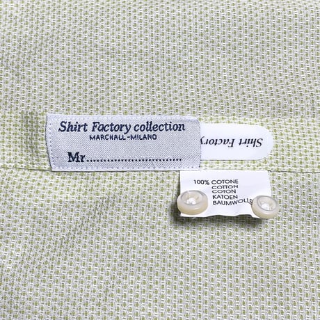 MADE IN ITALY製 Shirt factory Collection 長袖シャツ 38/15サイズ イエロ―グリーン