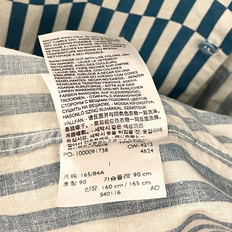 MADE IN PORTUGAL製 LEVI'S MADE & CRAFTED 長袖ブロックチェックストライプ柄シャツ ブルー×ホワイト 1サイズ