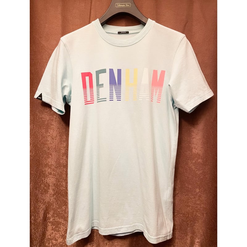MADE IN BULGARIA製 DENHAM ロゴプリントTシャツ スカイブルー Sサイズ
