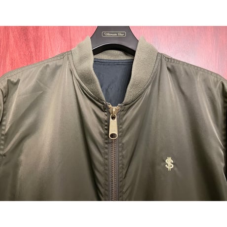 レア SWAGGER ラインストーン付きリバーシブル仕様 MA-1ジャケット カーキ×ブラック Mサイズ