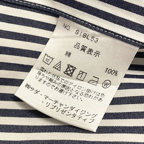 MADE IN JAPAN製 Maker's Shirt 鎌倉 225 Liberty SLIM FIT 長袖ダブルカフスストライプシャツ ネイビー×ホワイト 40-81サイズ