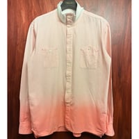 MADE IN JAPAN製 MACKDADDY グラデーション ヒッコリーストライプ柄 長袖オックスフォードシャツ ピンク×ホワイト XLサイズ