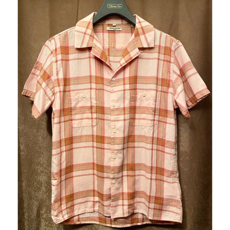 MADE IN PORTUGAL製 LEVI'S MADE & CRAFTED 半袖チェック柄開襟シャツ ピンク 1サイズ
