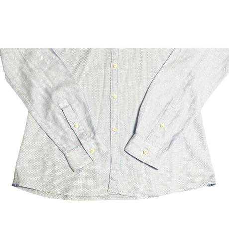 ☆タグ付き新古品☆ MADE IN ITALY製 XACUS Slim Fit 長袖ノーカラーシャツ サックス 39-15 1/2サイズ