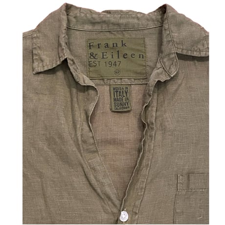 【サザビーリーグ取り扱い】MADE IN USA製 Frank & Eileen 長袖リネンシャツ カーキ XSサイズ