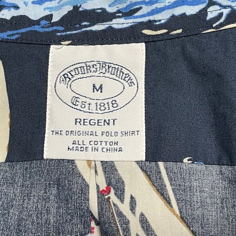 BROOKS BROTHERS ボタンダウンプルオーバー半袖アロハシャツ ネイビー Mサイズ
