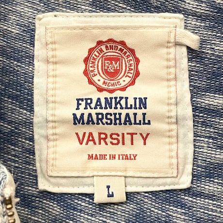 MADE IN ITALY製 FRANKLIN MARSHALL VARSITY フルジップニットパーカー ブルー×ホワイト Lサイズ