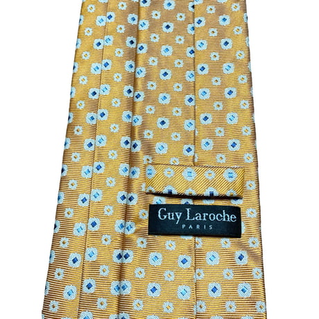 MADE IN ITALY製 Guy Laroche 小紋柄 シルクネクタイ オレンジ